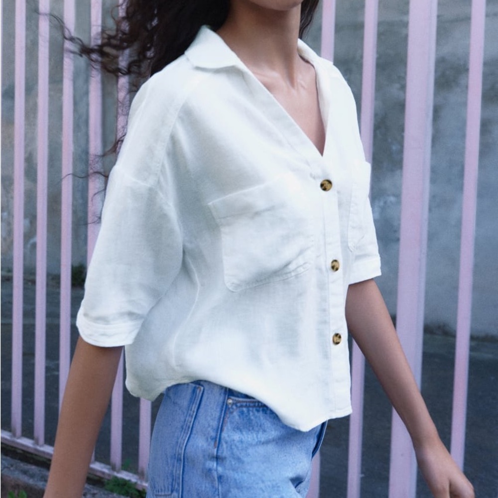 Zara Linen Button Down Shirt